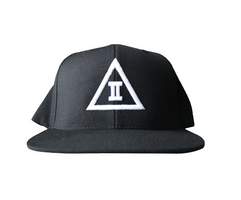 A black snapback hat with a 3D puff embroidered design on the front, featuring a white letter '2' on a green undervisor.